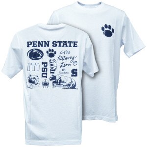 white short sleeve TravisMathew t-shirt with Penn State graphics